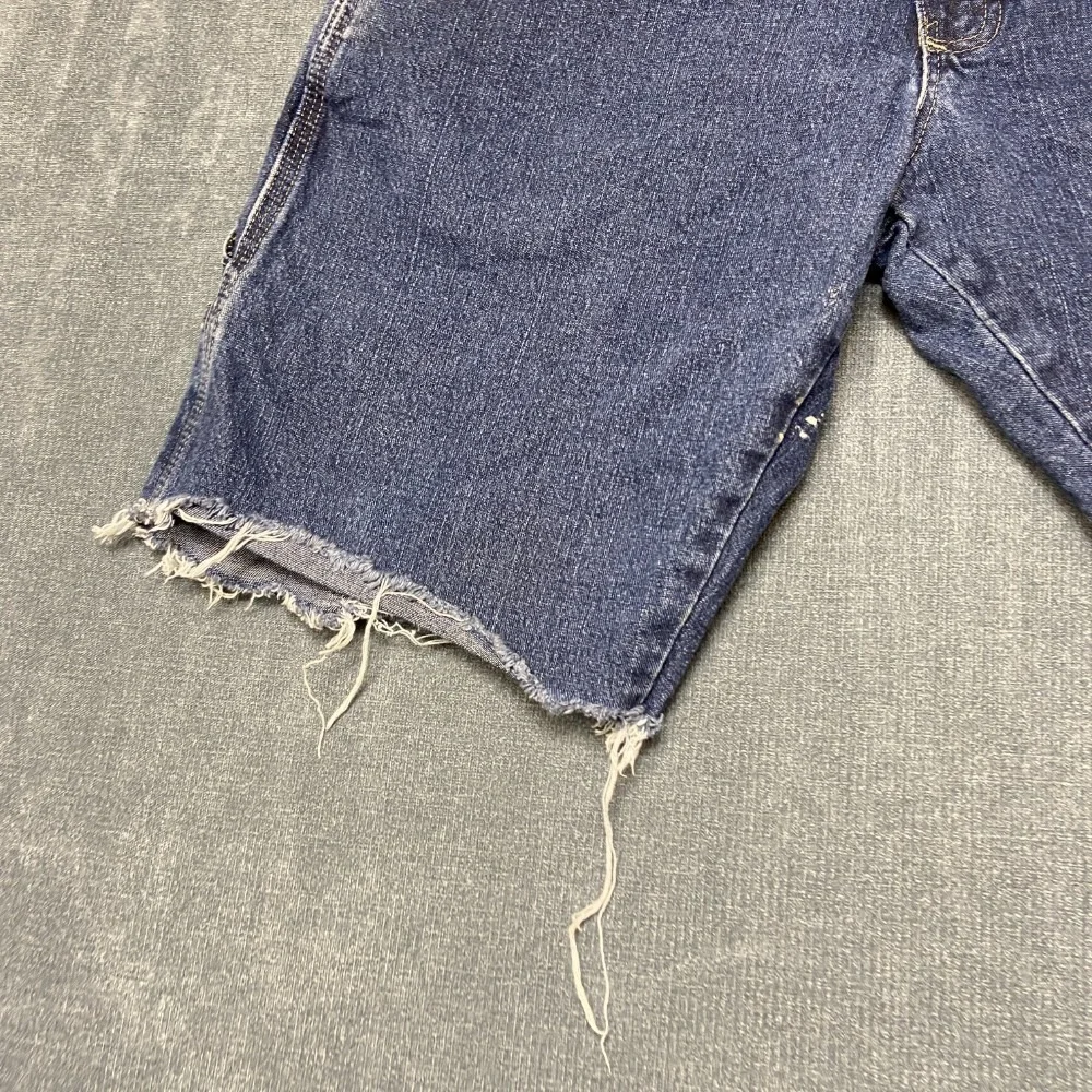 Wrangler Carpenter Shorts Men 32 Blue Denim Stretch Utility Workwear Hammer Loop